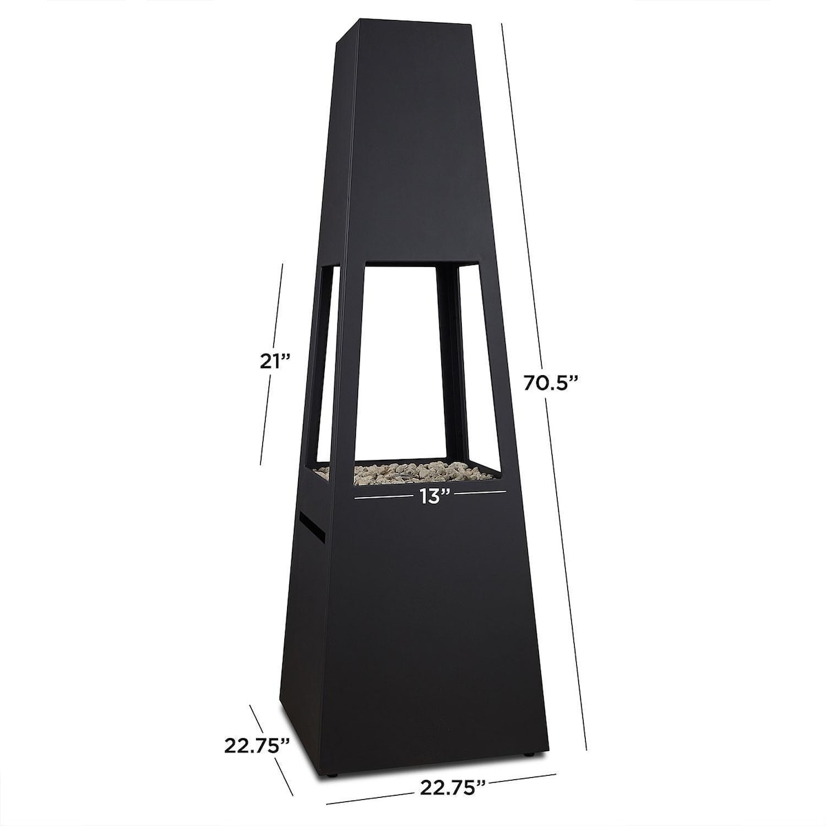 Metal Chiminea 70 Inch Square Propane Fire Pit W/ Hidden Propane Tank in Black by Lakeview Outdoor Designs